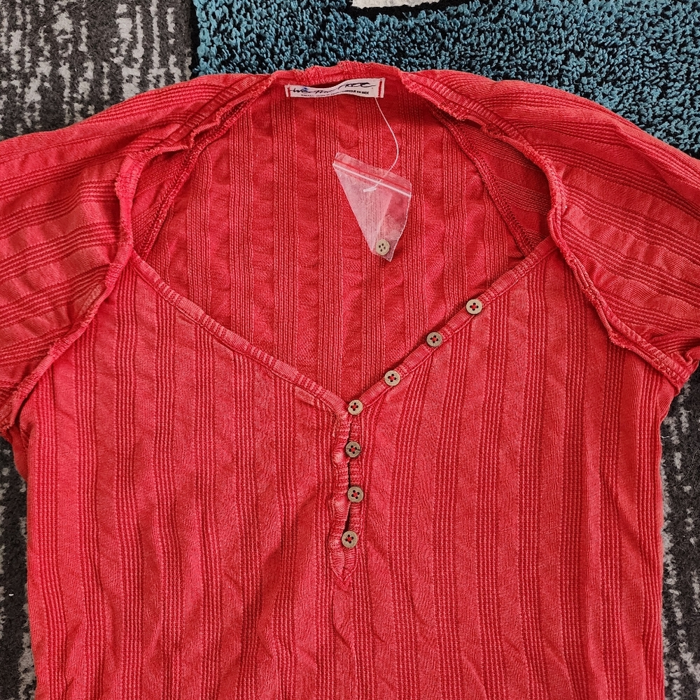 Easter Sunday Free People Wild Hearts Henley In Persimmon - Picture 4 of 9